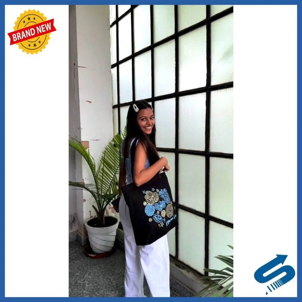 Large Canvas Tote Bag with Zipper Pocket Durable Reusable Utility Shoulder Bag